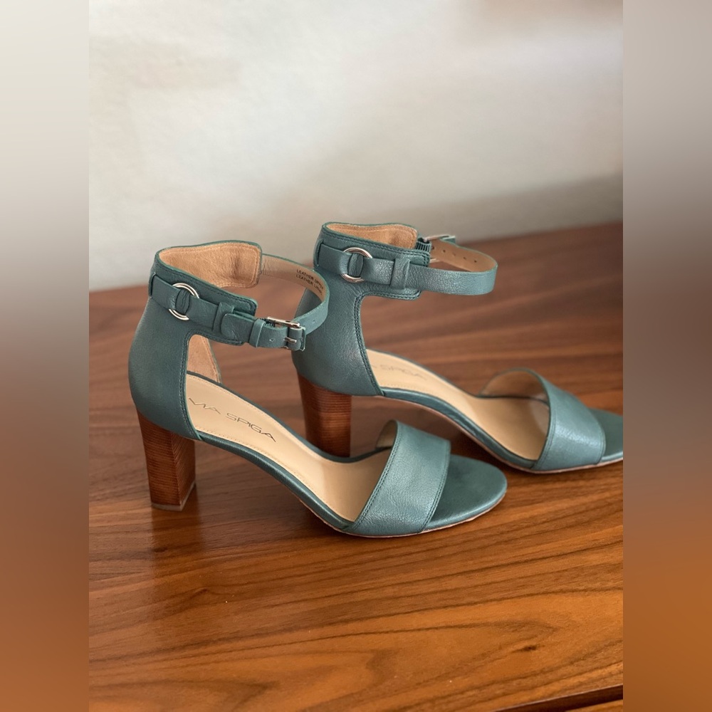Via Spiga Ankle Strap & Wood Block Heels